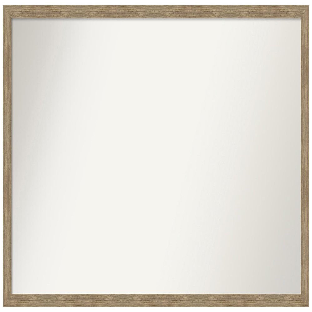 Amanti Art Brown Bathroom Mirror for Over Sink, 28x46 Custom Made Woodgrain Stripe Mocha Rectangle Vanity Mirror, Oversize Casual Wood Frame, Hangs Horizonally and Vertically, Wall Decor