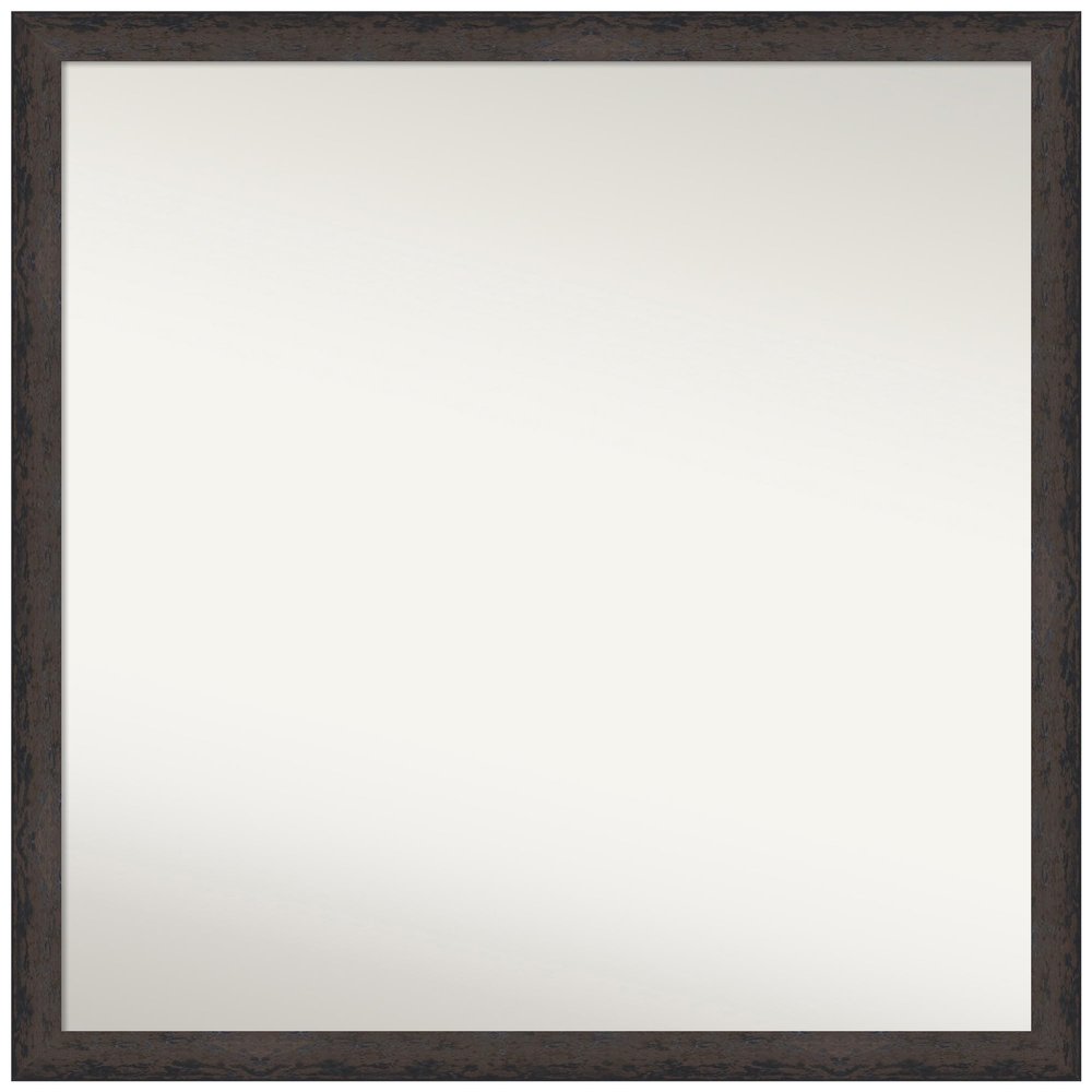 Amanti Art Black Bathroom Mirror for Over Sink, 35x35 Custom Made Dappled Black Brown Narrow Square Vanity Mirror, Large Modern Wood Frame, Hangs Horizonally and Vertically, Wall Decor