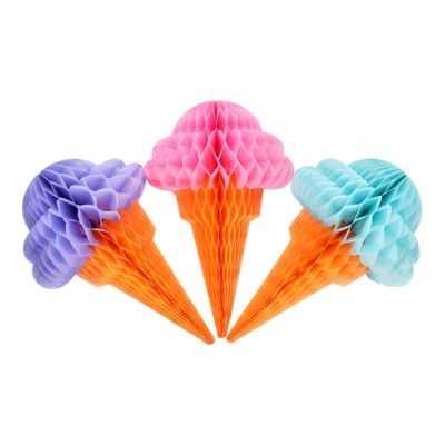 ABOOFAN 3pcs Ice Cream Honeycomb Pendants for Tropical Parties Hanging Decor for Hawaiian Themed Celebrations and Home Gatherings