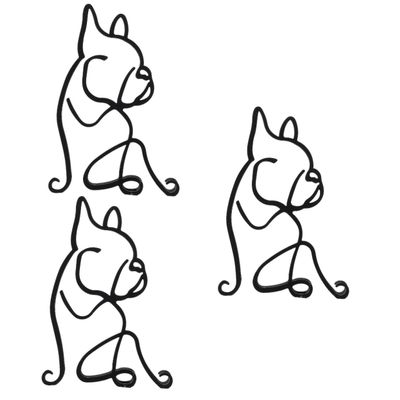 ABOOFAN 3pcs Decorative Iron Bulldog Sculpture Unique Desktop Ornament for Home Living Room Office Lightweight Modern Design for Cheerful Atmosphere Dog