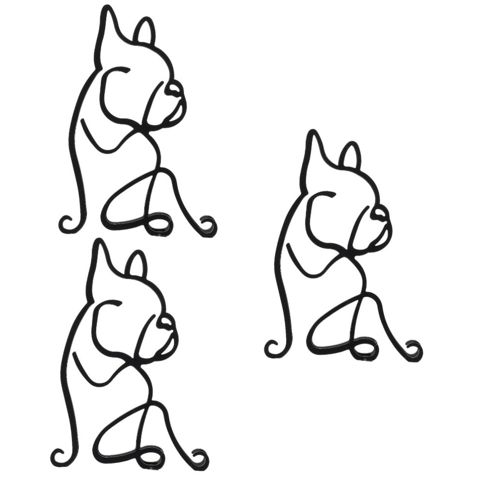 ABOOFAN 3pcs Decorative Iron Bulldog Sculpture Unique Desktop Ornament for Home Living Room Office Lightweight Modern Design for Cheerful Atmosphere Dog