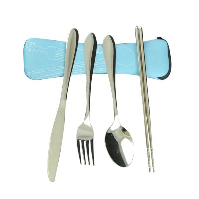 Portable Tableware Set 4pcs Stainless Steel Xmas Reusable for Picnic Home