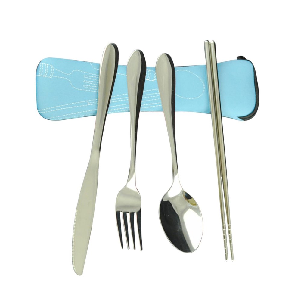 Portable Tableware Set 4pcs Stainless Steel Xmas Reusable for Picnic Home