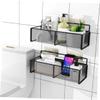 ABOOFAN 1set Multi-function Wall-mounted Storage Shelf and Stylish Organizer for Bathroom Kitchen Living Room Easy Installation Black Design view 3