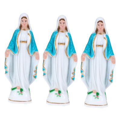 ABOOFAN 3pcs Antique Virgin Statue Elegant Catholic Desktop Decoration Unique Church Decor Faith-Inspired Ornament for Home and Religious Spaces