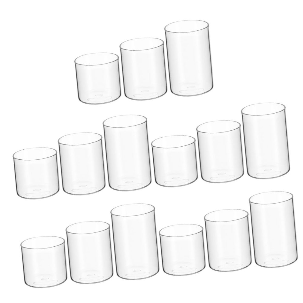 PRETYZOOM 15pcs Glass Candle Holder Elegant Tea Light Candle Cup for Weddings Dinner Parties and Home Decor