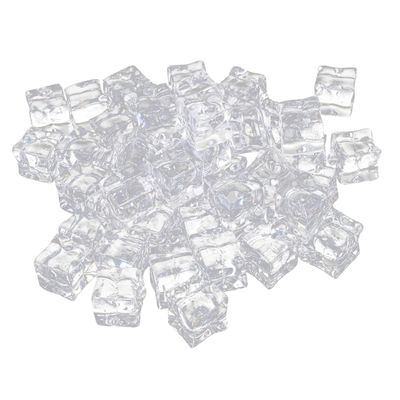 PRETYZOOM 50pcs Shape Resuable Ice Cubes Acrylic Artificial Ice Cubes for Photography Crafts and Food Photography Props