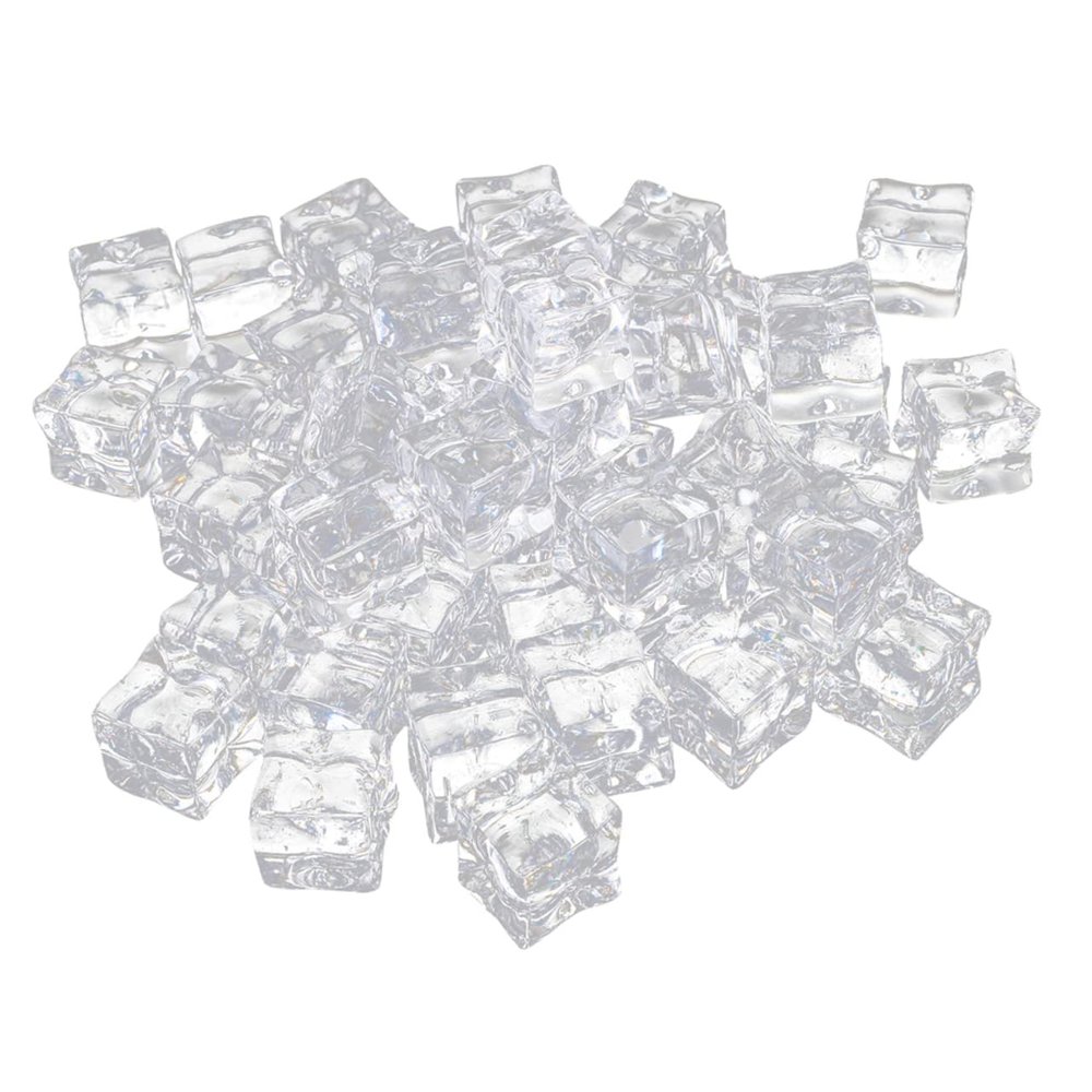 PRETYZOOM 50pcs Shape Resuable Ice Cubes Acrylic Artificial Ice Cubes for Photography Crafts and Food Photography Props