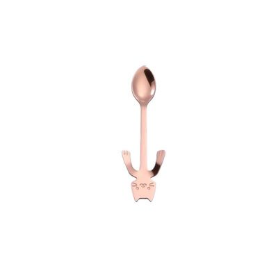 WHIERGGIN Silverware Set, 1/4/6/8/10/12 Pieces Gold 304 Stainless Steel Spoons Coffee Stirring Spoon Dessert Spoon Creative Cat Hanging Cup Small Spoon (Color : Rose Gold, Size : 8Pcs)