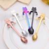 WHIERGGIN Silverware Set, 1/4/6/8/10/12 Pieces Gold 304 Stainless Steel Spoons Coffee Stirring Spoon Dessert Spoon Creative Cat Hanging Cup Small Spoon (Color : Rose Gold, Size : 8Pcs) view 3