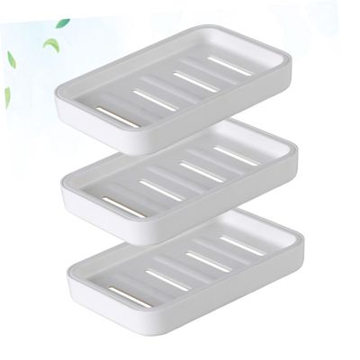 Amosfun 3pcs Dual-Layer Soap Dishes Drain Hollow Soap Drainer for Bathroom and Kitchen Keep Dry and Easy to Clean Creative Holder Strong Construction