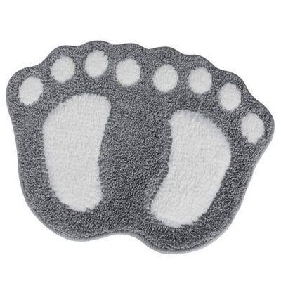 Amosfun Non-Slip Bath Mat Absorbent Bathroom Rug for Quick Drying Cute Grey Feet Design for Tub and Shower Safety Machine Washable Decorative Floor Cushion