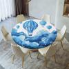Balloons and Sky Blue Print Round Tablecloth with Elastic, Waterproof Oil Proof Table Cover, for Kitchen Dining Coffee Table Fit for 48" Table view 2