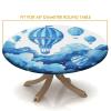 Balloons and Sky Blue Print Round Tablecloth with Elastic, Waterproof Oil Proof Table Cover, for Kitchen Dining Coffee Table Fit for 48" Table view 4