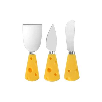3Pcs Cheese Knife,Cheese Handle Cheese Knife Set for Cutting Boards,Cute Cheese Handle Knife Set,Mini Steel Stainless Cheese Cutter, Spreader, Fork for Party Wedding Christmas, Charcuterie Accessories