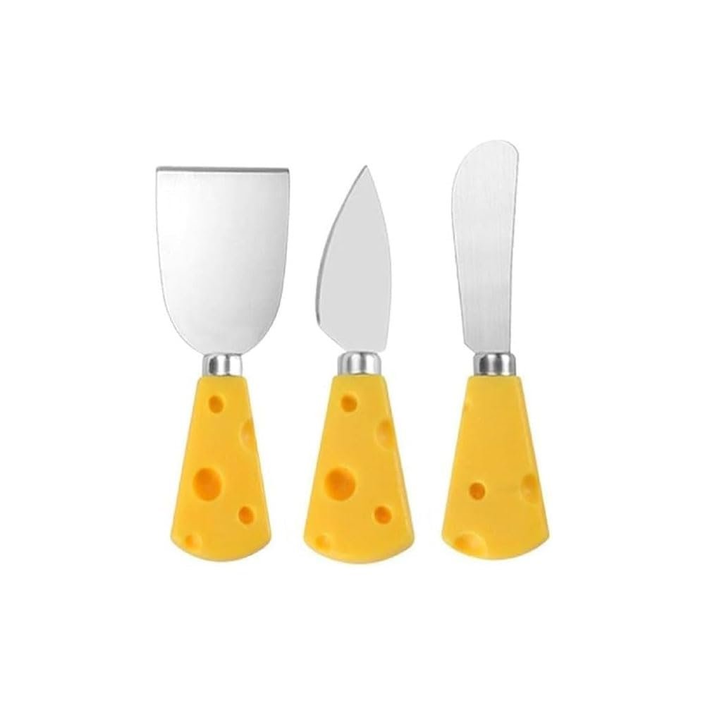 3Pcs Cheese Knife,Cheese Handle Cheese Knife Set for Cutting Boards,Cute Cheese Handle Knife Set,Mini Steel Stainless Cheese Cutter, Spreader, Fork for Party Wedding Christmas, Charcuterie Accessories