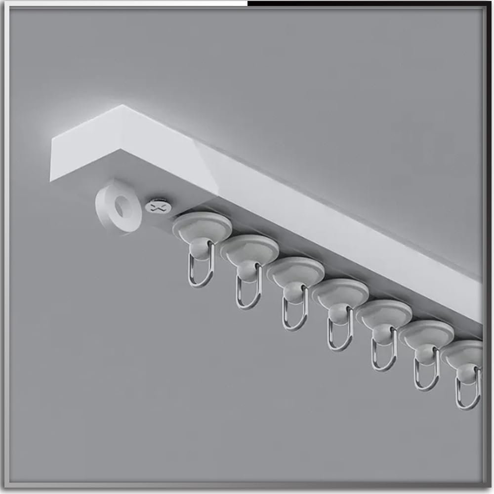 NILZA Self Adhesive Ceiling Curtain Track, Curtain Rail System White Plastics Curtain Track System Ceiling Wall Mount Curtain Track, 1.5ft-13ft (Color : Ceiling Mount, Size : 80cm)