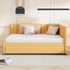 Aiuyesuo Modern Full Size Upholstered Daybed with Trundle, Solid Wood Sofa Bed Frame with Linen Fabric Backrest for Living Room, Bedroom, Apartment, No Box Spring Needed (Yellow-XY3) view 3