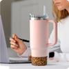 Silicone Boot for Stanley Quencher Tumbler 20/30/40 oz & Stanley IceFlow 20/30oz,Owala 24/40 oz, Cup Boot Sleeve 40oz Bottom Protector for Bottom Size 2.8-2.95" Cups & Bottles BPA-Free(Pink Leopard) view 2
