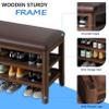 HomeLoft Basics Wooden Shoe Bench, 2 Tier Entryway Shoe Storage Rack, Upholstered Organizer Shelf with PU Leather Padded Seat, Shoe Changing Bench Stool for Living Room, Bathroom, Hallway view 3