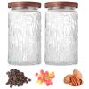 Custde Glass Storage Jars With Airtight Lid, 35oz Container For Kitchen Counter with Wooden Lid, brown sugar, candy, coffee, cookie, salt, tea, cute Jar (35oz Large Sunflower) view 3