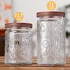 Custde Glass Storage Jars With Airtight Lid, 35oz Container For Kitchen Counter with Wooden Lid, brown sugar, candy, coffee, cookie, salt, tea, cute Jar (35oz Large Sunflower) view 4