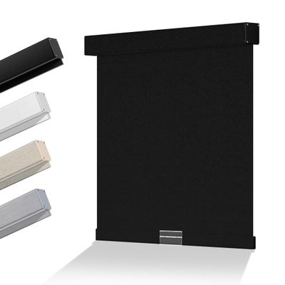 Boolegon Blackout Roller Shades for Windows,Cordless,Linen Fabric,Roller Blinds for Windows,Thermal Insulated Fabric UV Protection,Window Shades for Home,Office,Bedroom, Blackout-Black,47" W x 64" H
