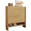 ARMERI Shoe Storage Cabinets Rubber Wood, Free Standing Shoe Organizer, with 2 Flip Drawers for Entryway, Entryway Hidden Shoe Rack with Drawer, 241045in,Raw Wood view 1
