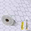 Shelf Liners for Kitchen Cabinets 12in x 20FT Non Adhesive Drawer Liner Silver Quatrefoil Shelf Liner Paper Strong Non-Slip Easy to Clean for Tool Box Refrigerator with Knife and Tape Measure view 1