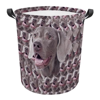 MALIHONG Dog Mash Face Laundry Basket with Funny Weimaraner Dog Head Laundry Bag Collapsible Large Dirty Clothes Hamper Storage for Bedroom College Dorms