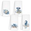 Jvpke Coastal Kitchen Towels Set of 4 - Whale Jellyfish Octopus Seahorse Beach Hand Towels, Nautical Towels, Coastal Beach Bathroom Decor, Ocean Themed Decor, 16x24 view 1