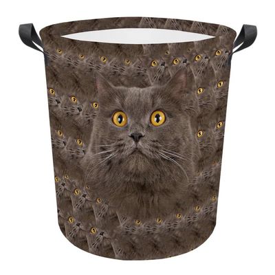 MALIHONG Cat Mash Face Laundry Basket with British Long Hair Cat Head Laundry Bag Collapsible Large Dirty Clothes Hamper Storage for Bedroom College Dorms