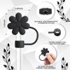ANLABESY Compatible with Stanley Cup Accessories, 3PCS Black Straw Toppers for Stanley Cup Straw Cover Cap, 2PCS Cute Letter for 30&40 Oz Tumbler with Handle(R) view 2