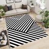 3x4 Area Rugs Black and White Lines Geometry Outdoor Carpet Abstract Geometric Lines Rug with Non-Slip Backing Easy Can Be Washed for Living Room Bedroom Kitchen Dining Room Home Office Floor Rug view 3