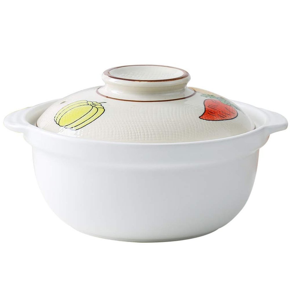 Clay Slow Stew Pot Delicious Soup Pot earthen Rice Pot Oven Safe Heat-Resistant Soup Pot Round Ceramic Casserole with lid Family Donabe Japanese Hot Pot Black 1.9l