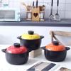 Korean Stovetop Ceramic Casserole,Clay Pot with Color Lid Healthy Cookware Earthen Pot Healthy Soup Hot Pot for Slow Cooking Red 2.64Quart view 2