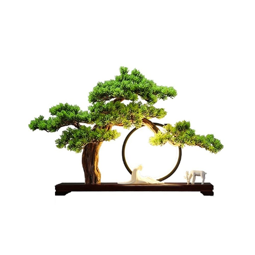 Artificial Small Bonsai Tree Artificial Bonsai Zen Decoration Simulation Welcome Fir Tree White Ceramic Flower Deer Shape Office Learning Living Room Ornaments Living Room Fake Plant Greenery Decor