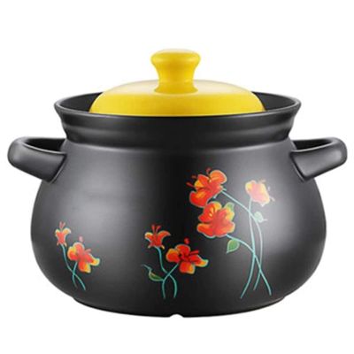Casserole With lid, Cast Iron Pot with Lid, Non-Stick Cooking Pan, Casserole, Enameled Cast Iron Casserole Dish with Lid, Clay Casserole Pot Terracotta Stew Pot Clay Cooking Pot