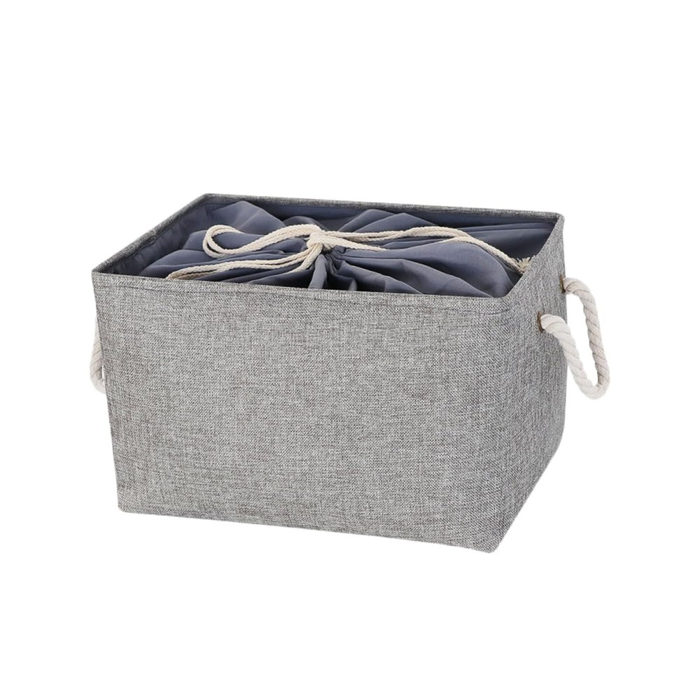 JOINPAYA Simple Clothes Storage Basket with Drawstring Closure Thicken Eva Container for Laundry and Home Organization Capacity Tote for Bedroom and Hotel Grey