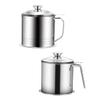 2pcs Stainless Steel Oil Strainer Pot Kitchen Oil Filter with Fine Mesh Non-slip Handle Grease Container for Storage Practical Kitchen Supply view 1