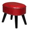 Modern Foot Stool, Faux Leather Paded Extra Seat, Living Room/Bedroom Entrance Shoe Changing Stool w/Solid Wood Leg& Non-Slip Pads, 403035cm, Red view 2