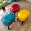 Modern Foot Stool, Faux Leather Paded Extra Seat, Living Room/Bedroom Entrance Shoe Changing Stool w/Solid Wood Leg& Non-Slip Pads, 403035cm, Red view 4