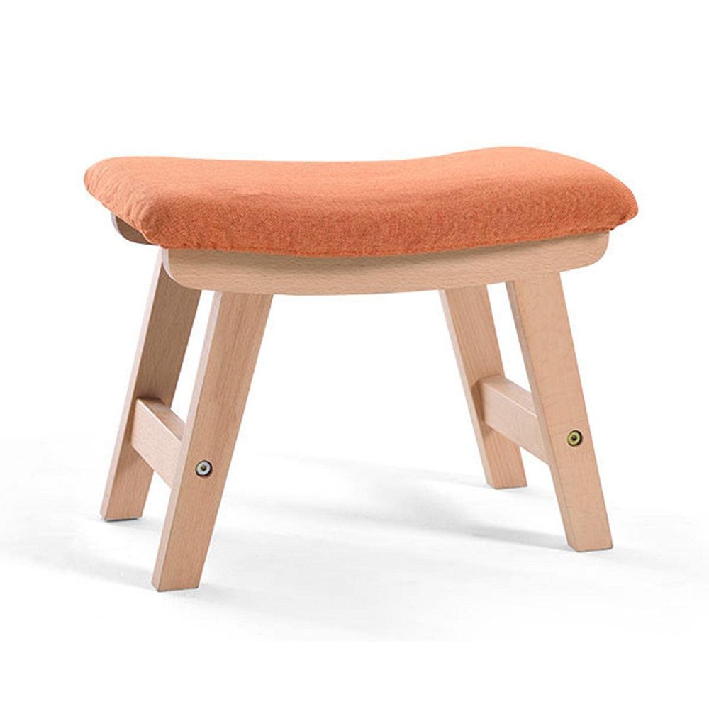 Foot Stool Arc Footstool Cotton and Linen Foot StoolShoe Change Stool for The Bedroom for Living Room, orange-38x26x29cm