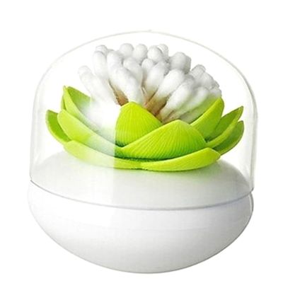 JOINPAYA Lotus Shape Cotton Swab Holder Lid Plastic Bathroom Canister