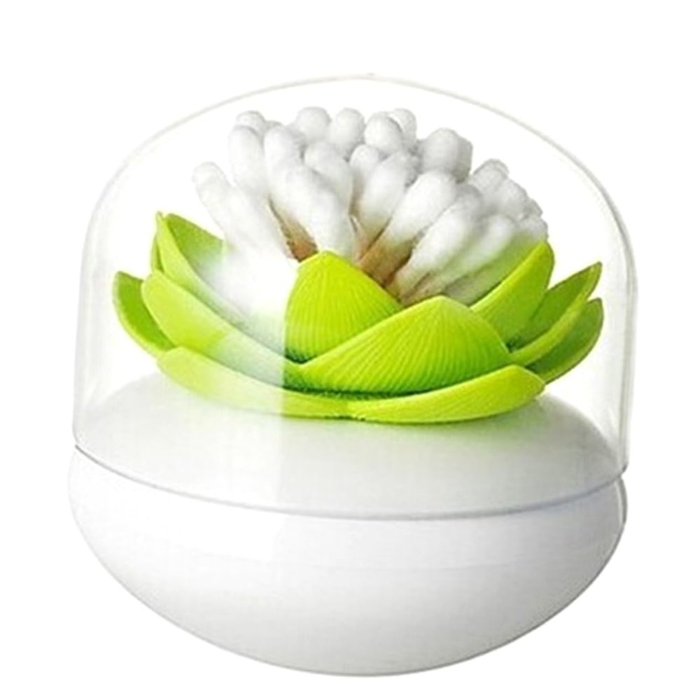 JOINPAYA Lotus Shape Cotton Swab Holder Lid Plastic Bathroom Canister
