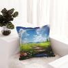 NONHAI 2PCS Faux Leather Throw Pillow Covers 16"x16" Square Pillowcases Covers Rainbow Green Grass Leather Pillowcases Modern Cushions Covers for Couch Bed Living Room Farmhouse Decor view 1
