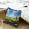 NONHAI 2PCS Faux Leather Throw Pillow Covers 16"x16" Square Pillowcases Covers Rainbow Green Grass Leather Pillowcases Modern Cushions Covers for Couch Bed Living Room Farmhouse Decor view 4