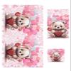 Valentine's Bear Bathroom Towel Set, Microfiber Bath Kitchen Beach Hand Dish Towels Set, Quick Dry Luxury Soft Decorative Towels+Set Bulk Accessories Decor(3-PC) Rose Flower Love Heart Red Pink view 1
