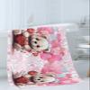 Valentine's Bear Bathroom Towel Set, Microfiber Bath Kitchen Beach Hand Dish Towels Set, Quick Dry Luxury Soft Decorative Towels+Set Bulk Accessories Decor(3-PC) Rose Flower Love Heart Red Pink view 3