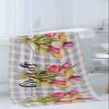Tulip Flower Bathroom Towel Set, Microfiber Bath Kitchen Beach Hand Dish Towels Set, Quick Dry Luxury Soft Decorative Towels+Set Bulk Accessories Decor(3-PC) Spring Botanical Purple Buffalo Plaid view 3